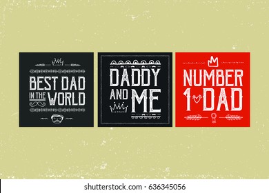 Vector icon set of fathers day greeting card