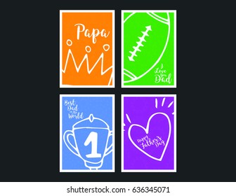 Vector icon set of fathers day greeting card