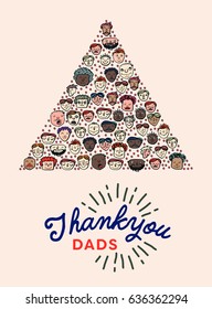 Vector icon set of fathers day greeting card