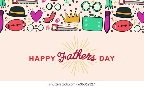 Vector icon set of fathers day greeting card