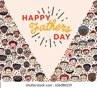 Vector icon set of fathers day greeting card