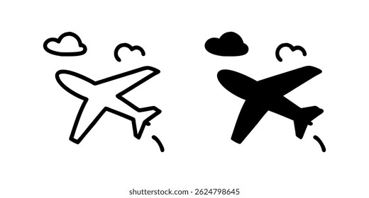 Vector icon set featuring flying airplanes, perfect for travel and transportation designs.