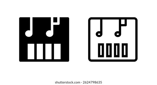 Vector icon set featuring keyboard music, perfect for music and performance designs.