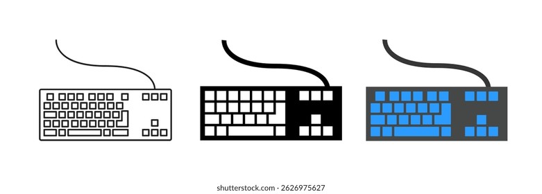 Vector icon set featuring keyboards, suitable for input and technology designs.