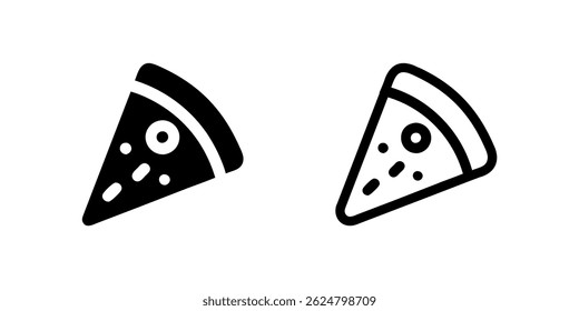Vector icon set featuring pizza slices, suitable for food and dining designs.