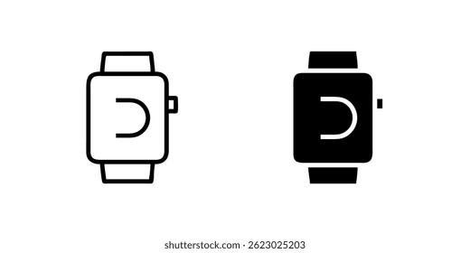 Vector icon set featuring smartwatches, ideal for fitness and technology designs.