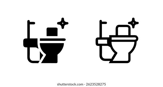Vector icon set featuring toilet cleaning symbols, suitable for hygiene and home designs.