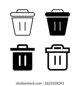 Vector icon set featuring trash bins, perfect for waste and environment designs.
