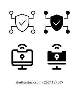 Vector icon set featuring VPN symbols, suitable for security and technology designs.