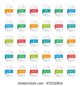 Vector icon set of file extensions
