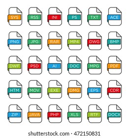 Vector icon set of file extensions
