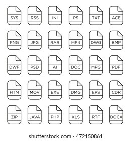 Vector icon set of file extensions
