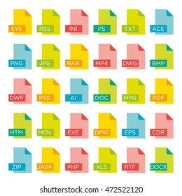 Vector icon set of file extensions
