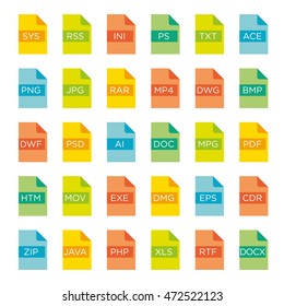 Vector icon set of file extensions
