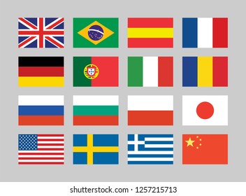 vector icon set of flags of this sixteen countries