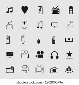 Vector icon set in flat design for media Devices and multimedia icons set, entertainment illustrations, cinema, movie and film signs