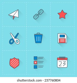 Vector icon set in flat design style. For web site design and mobile apps