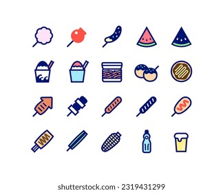 Icono vectorial de comida y bebida vendida en un festival japonés