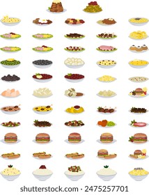vector icon set of foods 