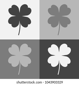 Vector icon set four-leafed clover. Vector illustration on a gray background