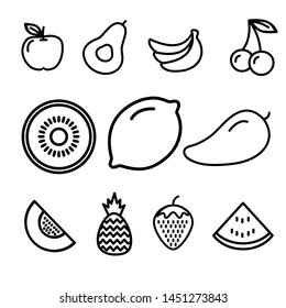 vector icon set fruit black