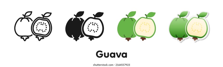 Juego de iconos vectores de guayaba.