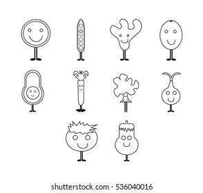 Vector icon set for halloween on white background