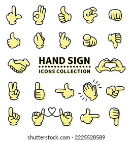 Vector icon set of hand signs.