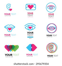 Vector icon set with hearts logo design