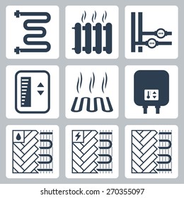 Vector icon set of heating and plumbing