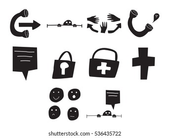 Vector icon set for hospital on white background