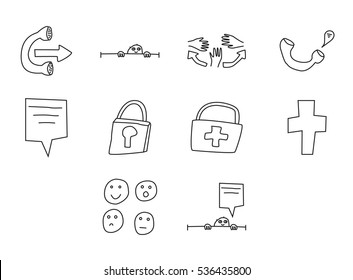 Vector icon set for hospital on white background