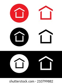 Vector icon set of a house. Can be used as a logo, icon, symbol or a web site button.