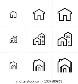 Vector icon set of house elements isolated on white background.