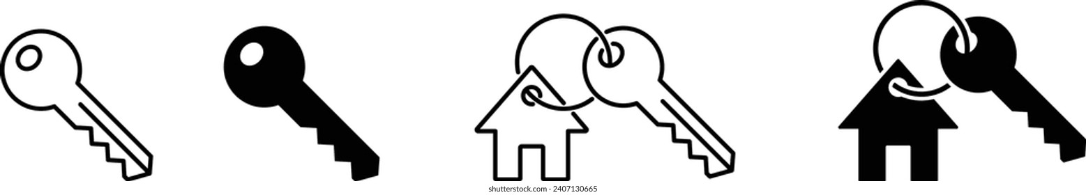 
Vector Icon Set of House and its Key