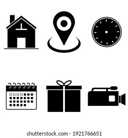 vector icon set house, location, gift box, etc.