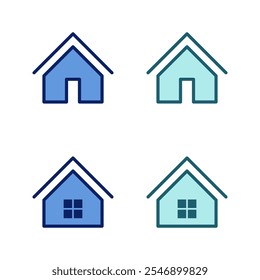 Vektorsymbol Satz von Haus-, Haus- und Fenstersymbolen flaches Design