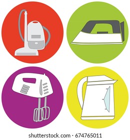 Vector icon set with household appliances