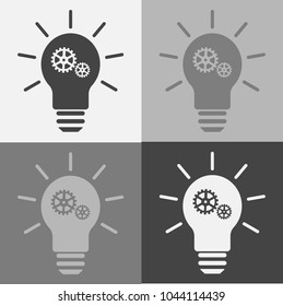 Vector icon set idea arose. Icon of  light bulb with a gear