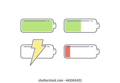 Vector icon set illustration of batteries
