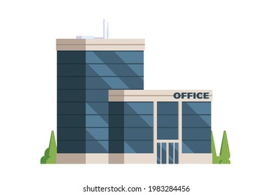 Vector icon set or infographic elements representing low poly office buildings for city illustration