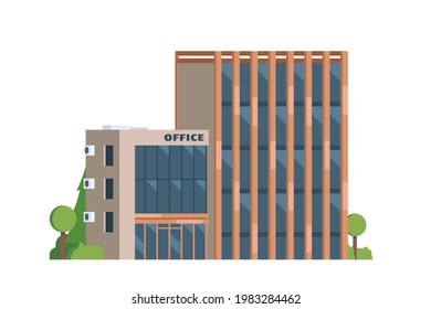 Vector icon set or infographic elements representing low poly office buildings for city illustration