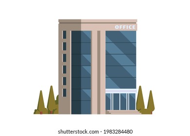 Vector icon set or infographic elements representing low poly office buildings for city illustration