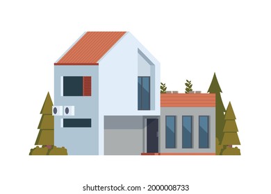 Vector icon set or infographic elements representing low poly modern house for city illustration