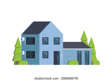 Vector icon set or infographic elements representing low poly modern house for city illustration