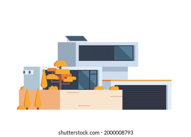 Vector icon set or infographic elements representing low poly modern house for city illustration