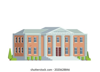 Vector icon set or infographic elements representing low poly courthouse buildings for city illustration