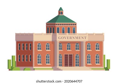 Vector icon set or infographic elements representing low poly government buildings for city illustration