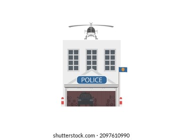 Vector icon set or infographic elements representing low poly police buildings for city illustration