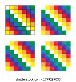 conjunto de iconos vectoriales con símbolo Inka Wiphala